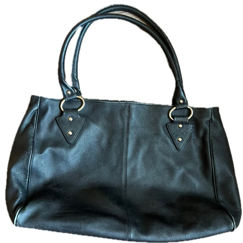 Black Leather Christine Price Baby Bag with Pink Accents